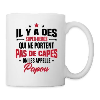 Papou super héros cadeau grand-père - Mug blanc - blanc - Droite