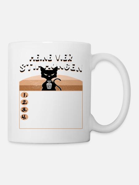 Katze & Kaffee - Meine 4 Stimmungen - Tasse - Weiß