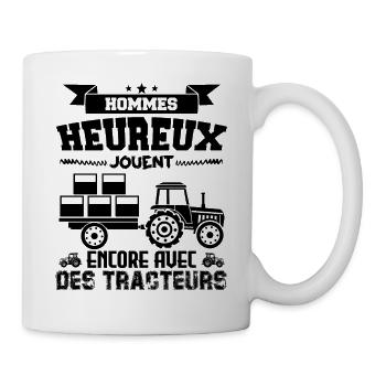 Hommes heureux jouent encore avec des tracteurs !! - Mug blanc - blanc - Droite