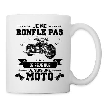 je ne ronfle pas je rêve que je suis une moto - Mug blanc - blanc - Droite
