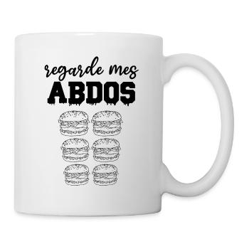 Regarde mes abdos burger cadeau bouffe - Mug blanc - blanc - Droite