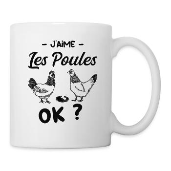 Mes Poules Je Les Aimes Cadeau Papa Maman Mamie !! - Mug blanc - blanc - Droite
