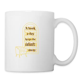 A Book A Day Keeps The Idiots Away. Fun Bookshelf - Mug - white - Right