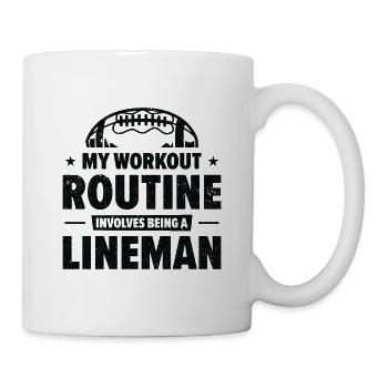 Football Lineman Life Workout Routine Player - Mug - white - Right