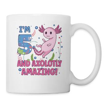 I'm 5 süßes Axolotl 5. Geburtstags Geschenk - Tasse - Weiß - Rechts