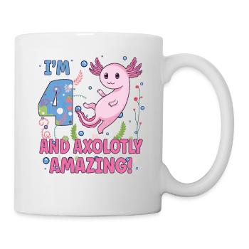 I'm 4 süßes Axolotl 4. Geburtstags Geschenk - Tasse - Weiß - Rechts