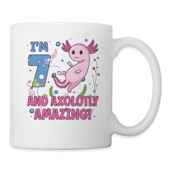 Süßes Axolotl 7. Geburtstags Geschenk - Tasse - Weiß - Rechts