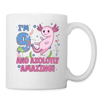 I'm 9 süßes Axolotl 9. Geburtstags Geschenk - Tasse - Weiß - Rechts