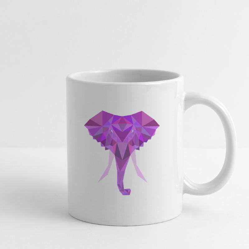 Polygone Poly Bas Éléphant Mug blanc