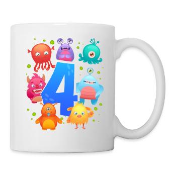 4. Geburtstag | Monster Geburtstag | Monster - Tasse - Weiß - Rechts