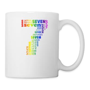 Seven 7th Birthday | Coldorful Words Themed - Tasse - Weiß - Rechts