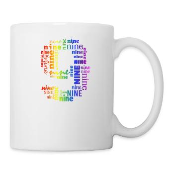 Nine 9th Birthday | Coldorful Words Themed - Tasse - Weiß - Rechts