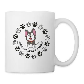 DAS LEBEN IST BESSER MIT EINEM HUSKY - Tasse - Weiß - Rechts