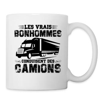 Les vrais bonhommes conduisent des camions - Mug blanc - blanc - Droite