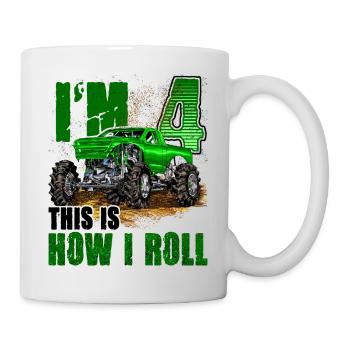 Kids 4th Birthday Monster Truck For Boys & Girls 4 - Mug - white - Right