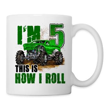 5th Birthday Monster Truck For Boys & Girls 5 Year - Mug - white - Right