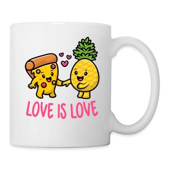 Ananas gehört auf Pizza Lustiges Essen Liebe ist Liebe - Tasse - Weiß - Rechts