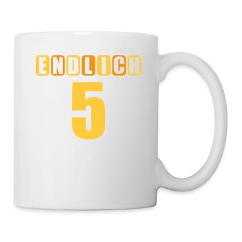 Endlich 5 Mama sagt hab nur 2 Fehler 5. Geburtstag - Tasse - Weiß - Rechts