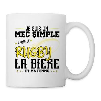 Je suis un Mec simple j'aime rugby et la bière !! - Mug blanc - blanc - Droite