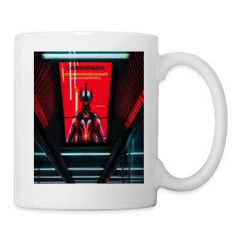 Futuristic cyborg in subway station - Mug - white - Right