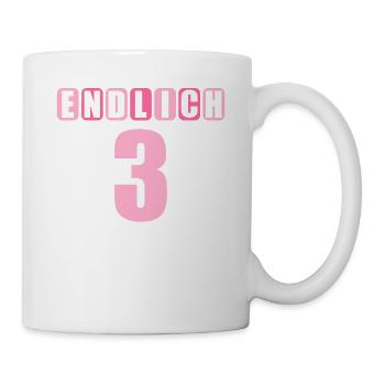 Endlich 3 Mama sagt hab nur 2 Fehler 3. Geburtstag - Tasse - Weiß - Rechts