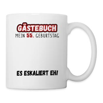 55. Geburtstag Mann Frau Gästebuch Lustig Geschenk - Tasse - Weiß - Rechts