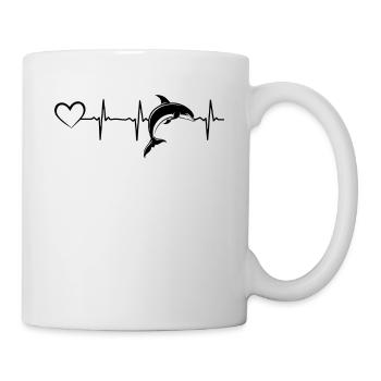 Delphin Heartbeat Heart Delfin Lover Delphin Cute - Tasse - Weiß - Rechts