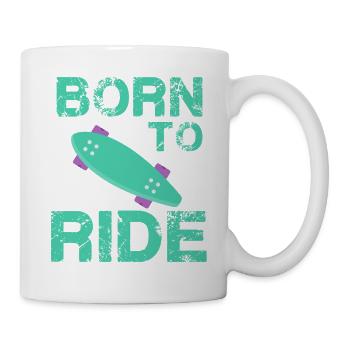 born to ride skateboard skate rider - Mug - white - Right