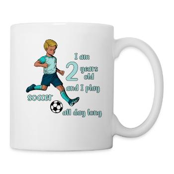 Boy shoots football - I'm 2 years old - Mug - white - Right