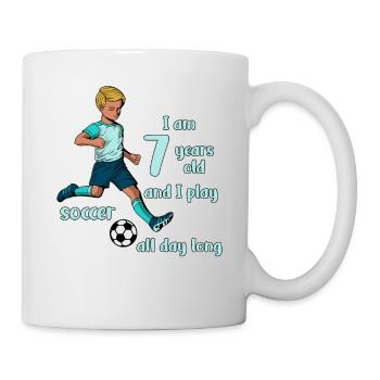 Boy shoots football - I' years old - Mug - white - Right