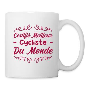 CERTIFIÉ MEILLEUR CYCLISTE DU MONDE - Mug blanc - blanc - Droite