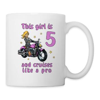 Birthday Shirt Motorcycle - 5 Birthday Girl - Mug - white - Right