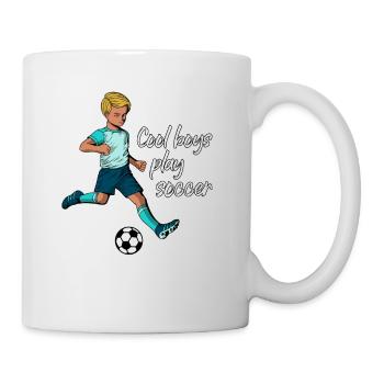 Cool boys play soccer - Boy plays football - Mug - white - Right