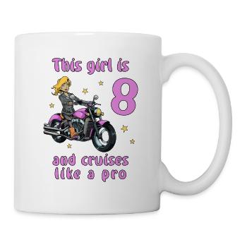 Birthday Shirt Motorcycle - 8 Birthday Girl - Mug - white - Right
