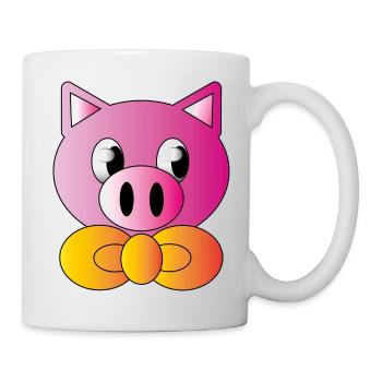 Cochon avec cravate à chignon - Mug blanc - blanc - Droite