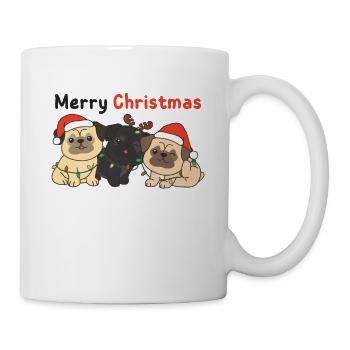 Carlin Noël Animaux mignons Chiens Joyeux Noël - Mug blanc - blanc - Droite