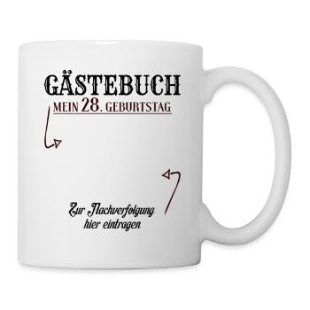 28 Jahre Gästebuch 28. Geburtstag Nachverfolgung - Tasse - Weiß - Rechts
