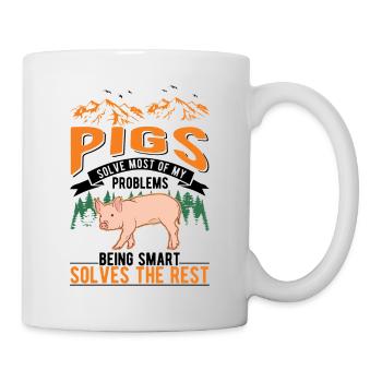 Schweine Geschenk Landwirt Schweinchen - Tasse - Weiß - Rechts