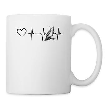 Eule Heartbeat Owl Niedliche Eule Vogelliebhaber - Tasse - Weiß - Rechts
