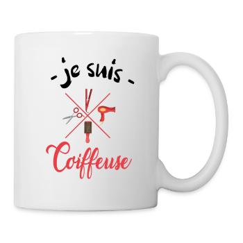 je suis coiffeuse - Mug blanc - blanc - Droite