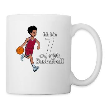 Junge spielt Basketball - Ich bin 7 Jahre - Tasse - Weiß - Rechts