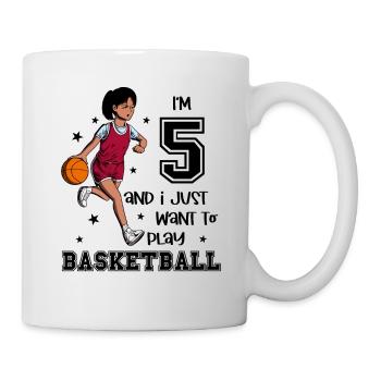 Girl plays basketball - I'm 5 - Mug - white - Right