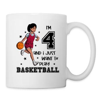 Girl plays basketball - I'm 4 - Mug - white - Right