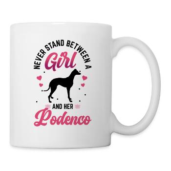 Les filles et leur Podenco espagnol Podenco - Mug blanc - blanc - Droite