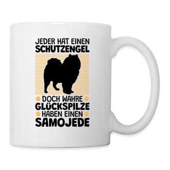 Samojede ist mein Schutzengel Schlittenhund - Tasse - Weiß - Rechts