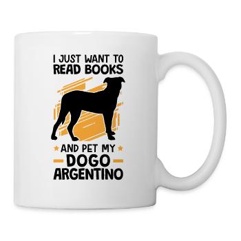 Lire des livres et caresser Dogo Argentino - Mug blanc - blanc - Droite