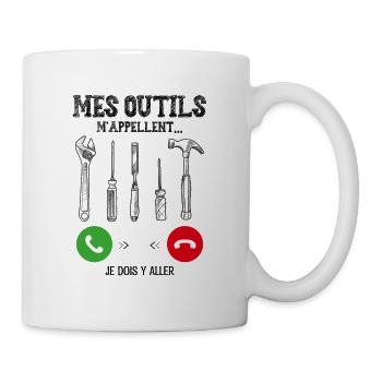Mes outils M'appellent je dois y'aller - Mug blanc - blanc - Droite