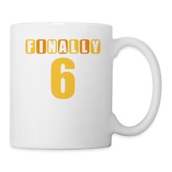 Finally 6 mom says have only 2 mistakes 6th birthday - Mug - white - Right