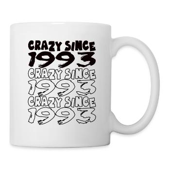 Crazy Since 1993 pour hommes et femmes anniversaire - Mug blanc - blanc - Droite