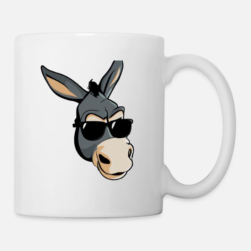 Cooler Esel mit Sonnenbrille - Tasse - Weiß